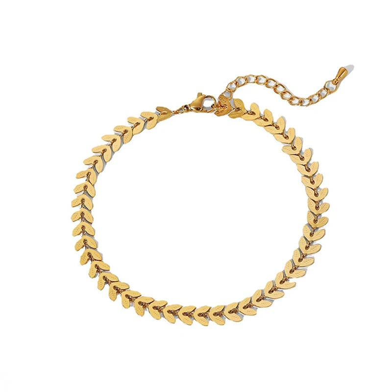 Minimalist Summer Outfit Accessories 18K Gold Plated Stainless Steel  Waterproof Jewelry Chain Bracelet for Women Girl's Gift