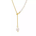 Fashion Stainless Steel 18K Gold Plated Jewelry Gift Fresh Water Pearl Snake Chain Choker Necklace for Women
