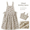 Vintage Floral Big Pockets Home Use Baking Cotton Linen Maxi Skirt Cross Back Women Aprons