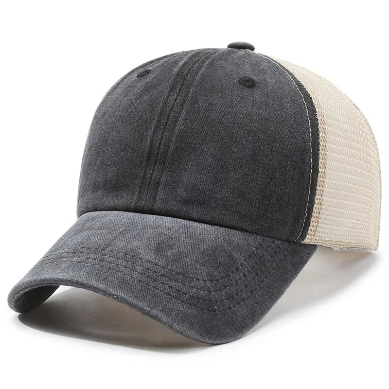 OEM Washed Trucker Hat With White Mesh 6 Panel Cotton Multiple Colored Sports Caps Breathable Mesh Trucker Hats With Logo