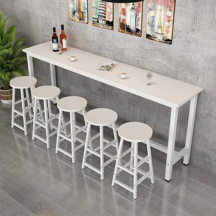 Industrial White Dining Breakfast Kitchen High Top Bar Table and Bar Stool