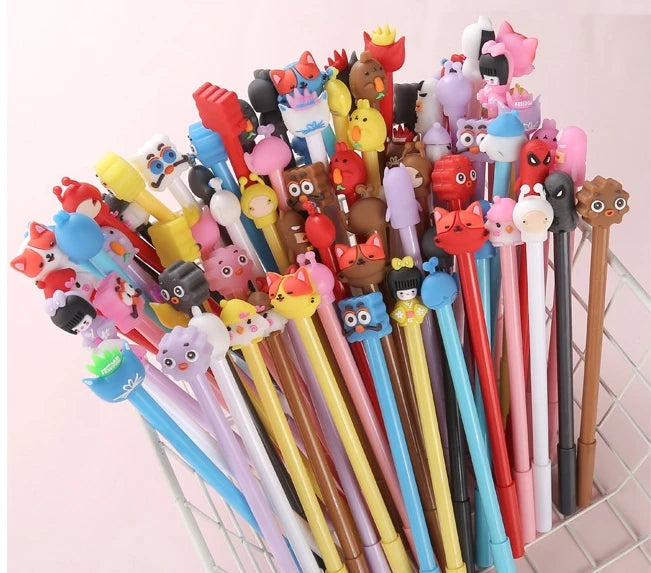 Cute Cartoon Gel Ink Pens 0.5mm Fun Animal Design Promotional Pens Black Ink Plastic Back School Gift 1688 Agent Purchase