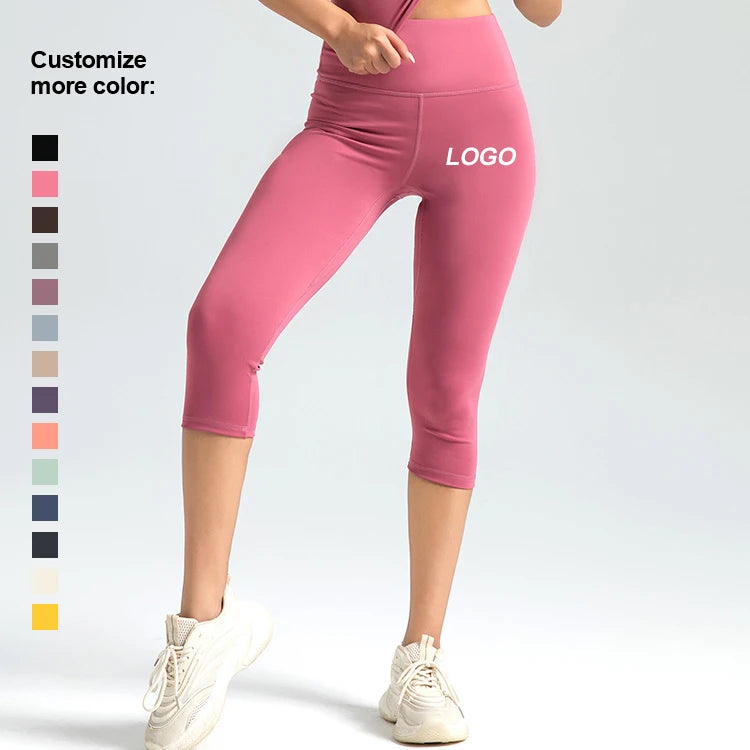 2024 Premium Quality High Waisted Yoga Leggings Elastic Tummy Control Stretchy Soft Brushed Tight Custom Logo Booty Solid Pants