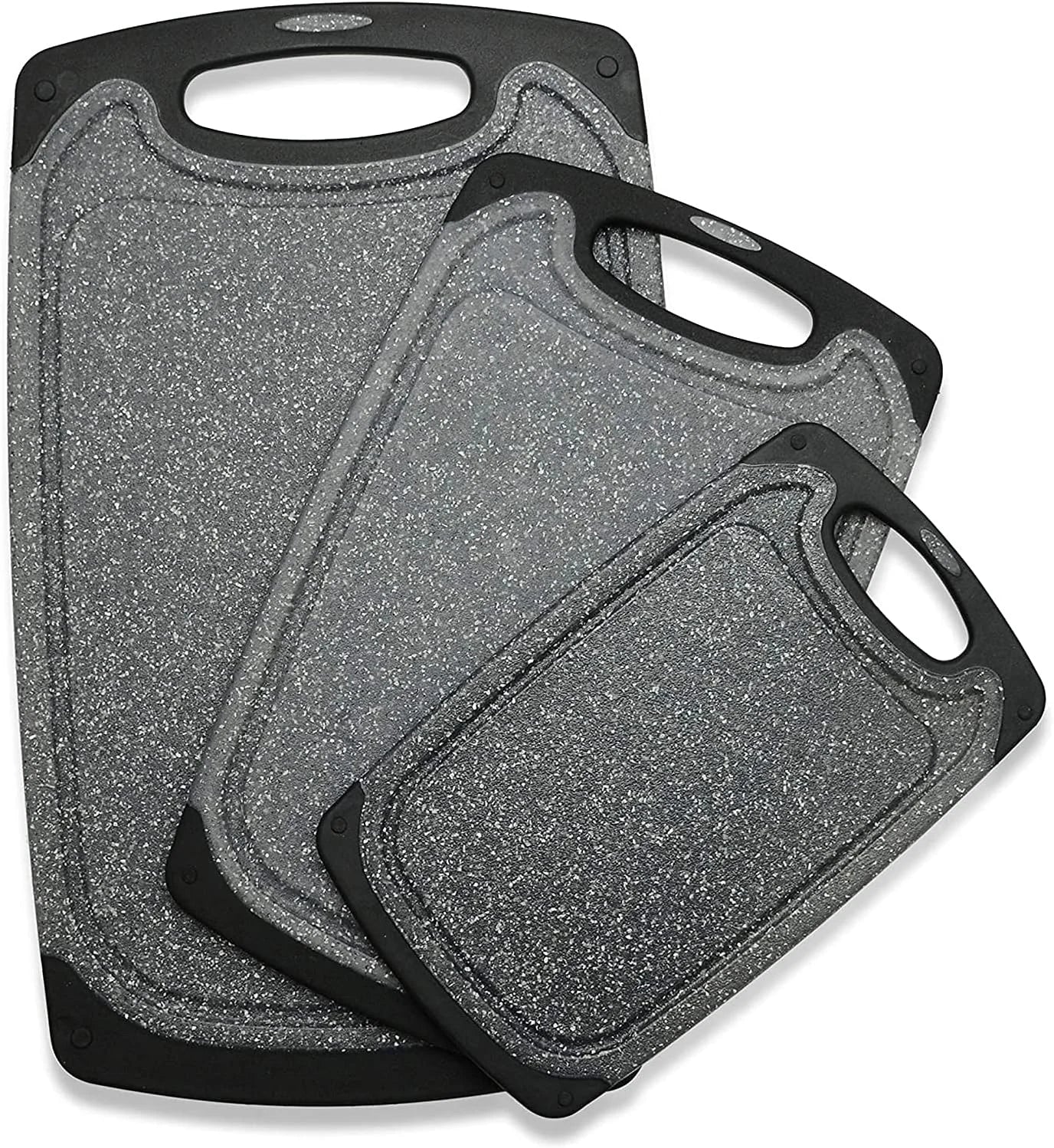 Kitchen Cutting Board Dishwasher Safe Juice Groove Easy Grip Handles Non-Slip Rubber PP Material Black Sustainable Kitchenware