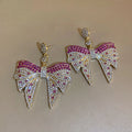 Colorful Zircon Butterfly Earrings for Women Gold Plated S925 Silver Needle Fashion Sweet Diamond Butterfly Drop Earrings