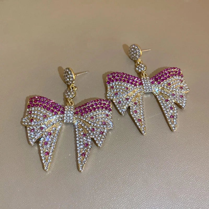 Colorful Zircon Butterfly Earrings for Women Gold Plated S925 Silver Needle Fashion Sweet Diamond Butterfly Drop Earrings