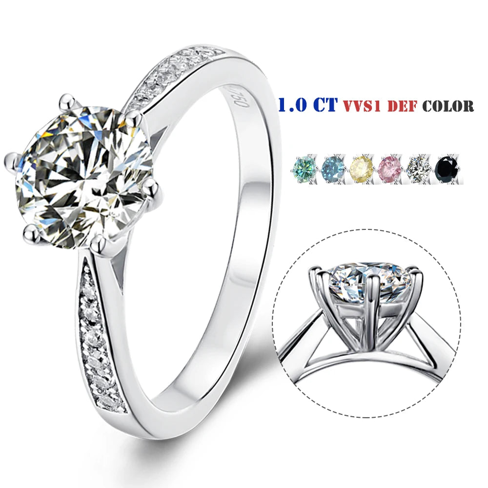 Abiding 1Ct Moissanite Ring Diamond 925 Sterling Silver Fine Jewelry 6 Claws Engagement Ring Women for Wedding