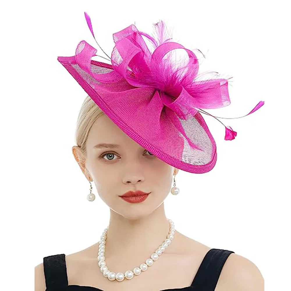 Ladies 5-Color Flowers Sinamay Fascinators Women's Formal Wedding and Kentucky Derby Hat for Outdoor Scenes Tea-Party Inspired