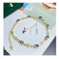 Good Price Initial Heavy 925 Sterling Silver Gold Plated Zircon Natural Tanzanite Jewelry Bangle Bracelet