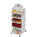 Custom Retail 5 Layers Wooden Floor Display Shelf Cookies Snacks Food Display Stand