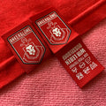 Bright Red Color Book Cover Fold Shirt Bottom Hem Labelhigh Density Loop Fold Clothing Hem Tag