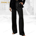 Factory Wholesale Custom Oem New Satin High Waist Wide Leg Pants for Loose Silk Elegant Fashion Women Casual Suit Long Trousers