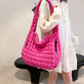 OEM Large Quilted Carryall Puffer Shoulder Bag Lightweight Cloud Down Filled Padding Hobo Custom Huge Size Winter Sling Tote Bag MegaBDM