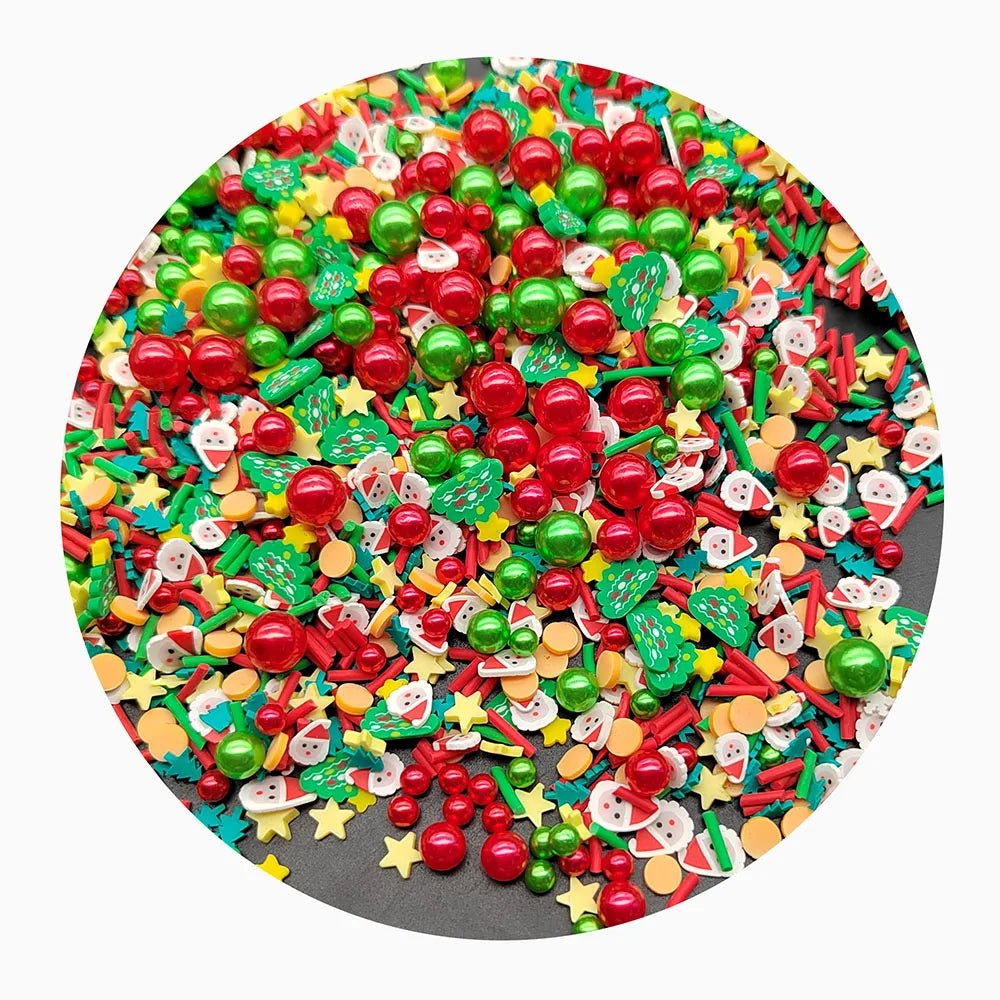 Christmas Season Polymer Clay Mix Slices 3D Stickers Fit Nails Festival Decoration Crafts