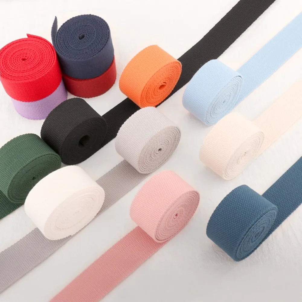 Canvas Bag Ribbon Colorful Cotton Ribbon Bag Belt Clothes DIY Craft Sewing Accessories Handbag Solid Color Webbing Strap