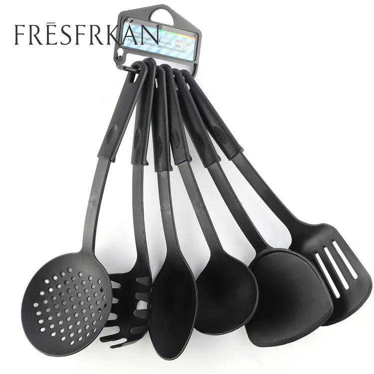 High Quality OEM 6PCS Heat Resistant Eco-friendly Reusable Kitchen Utensils Cooking Tool Plastic Cooking Utensil Sets