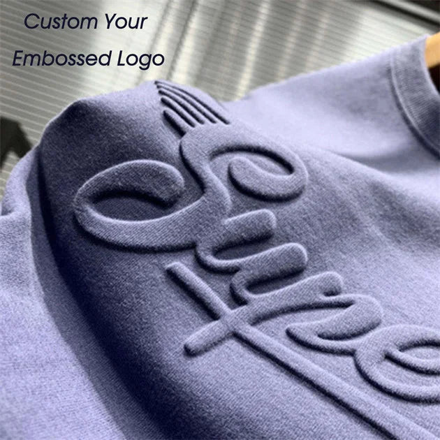Summer Custom Men Embossed Short Sleeve Cotton Printed Graphic Tees 3d Embossed T Shirt Men's Clothing
