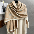 Cartoon Cat Korean Version Faux Cashmere Scarf for Women Dual-Use Winter Shawl Outerwear Versatile Thickened Student's Polyester