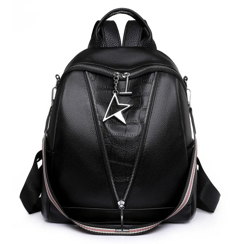 2022 Wholesale New Casual Women's Soft Leather Shoulder Bag Fashion Joker Dual-Purpose Waterproof Travel Backpack