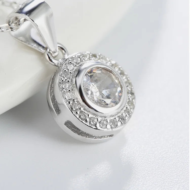 Accept Custom Logo Women Jewelry  925 Sterling Silver Pendants Round Shape Gemstone Turkish Pendant