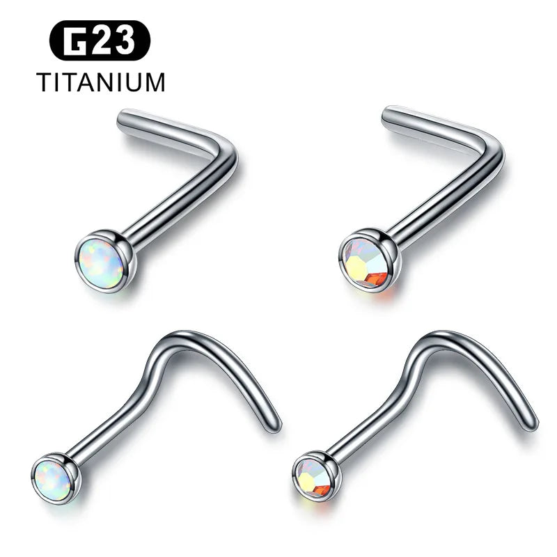 Gaby New Arrive G23 Titanium High Polished New Fashion Titanium Nose Ring Opal Nose Piercing Wholesale Piercing Jewelry