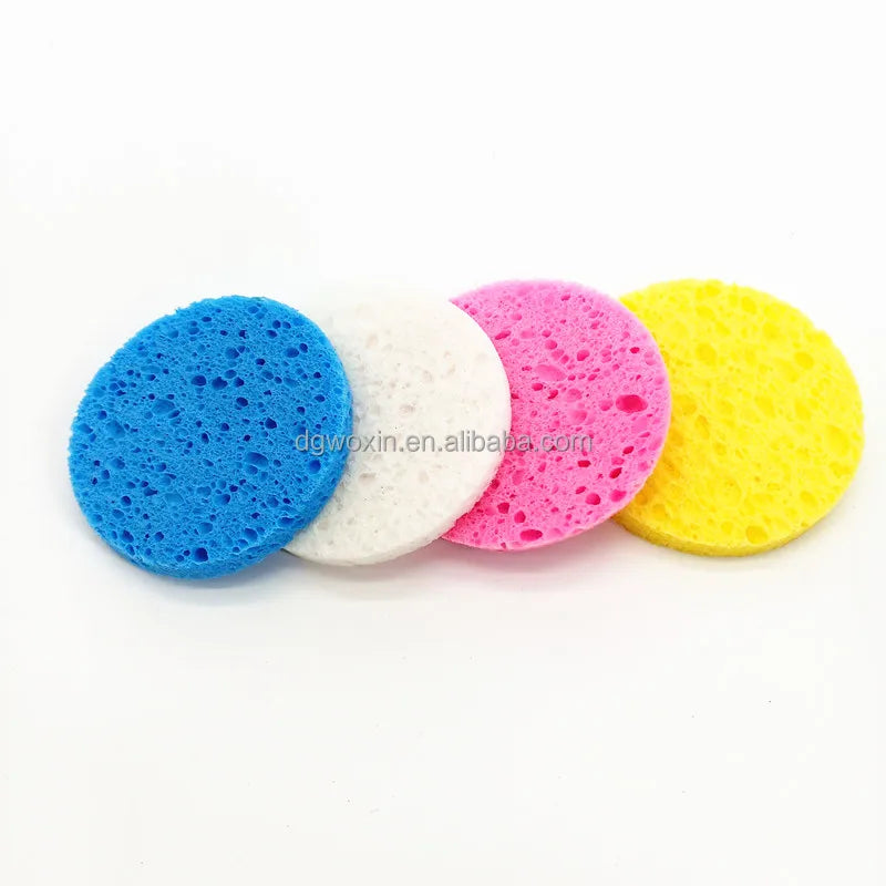 WOXIN Compressed Cellulose Face Sponge Soft Washable High Water Absorption 8mm Thick Dehydrated Disposable Facial Sponge