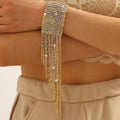 SC Jewelry Exaggerated Wide Edge Bangle Jewelry Temperament Super Flash Multi-color Rhinestone Tassel Bracelet Gifts for Women