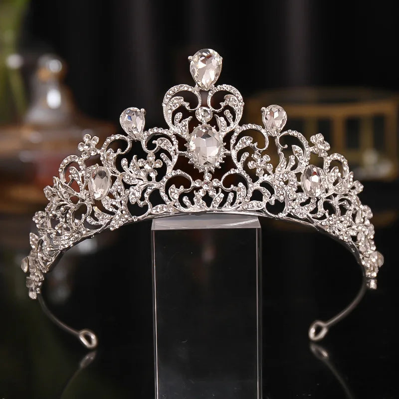 Diamond Luxury Tall Wedding Bridal Pageant Rhinestone Crystal Tiaras Crown Molding Headpieces for Queens and Bride