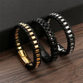 Wholesale No Fade Men Fine Luxury Jewelry Bangle Stainless Steel Pu Leather Bracelets