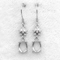 Sterling Silver 6*8mm Semi Mount Hook Earrings Empty Support Blank Claws Setting S925 Base Without Center Stone for DIY Inlay