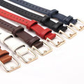 JULUN PU Belt Manufacture Custom Belt Slim PU Strap Simple Square Gold Buckle Multiple Color Options Women Casual Waist Belt