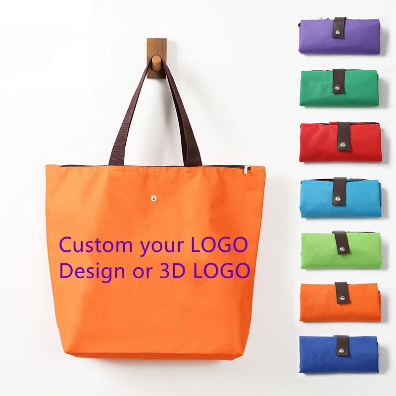 Extra Large Oxford 600D Promotional Custom Logo Reusable Foldable Shopping Tote Bags with Zipper for Daily Life