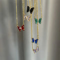 2025 Hot Selling Natural Stone Crystal butterfly 18K Gold Plated Stainless Steel Chain Women Necklaces