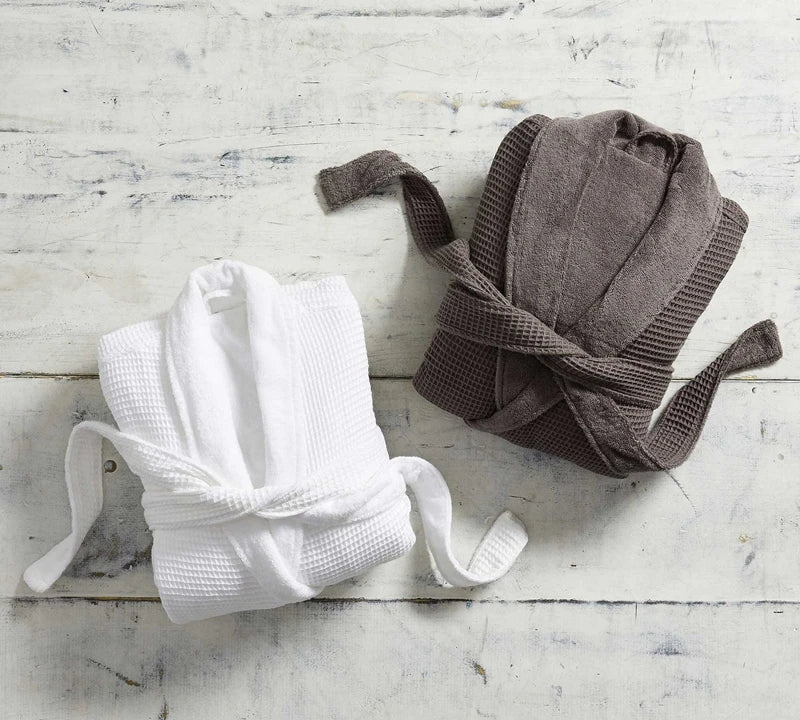 Customized Thick Quality Bathrobe Shawl Collar Cotton Terry Toweling Lined Waffle Spa Robe