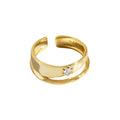 VIANRLA 925 Sterling Silver Double Circle White Zircon Rhodium Plated Ring Chunky Adjustable 18K Gold Ring for Women Jewelry