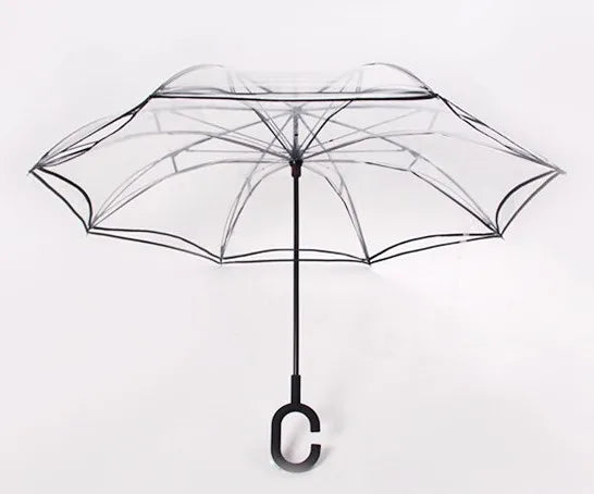 Reverse Umbrella Double Layer  Transparent Umbrella with Printing Customized Transparent Inverted Umbrellas