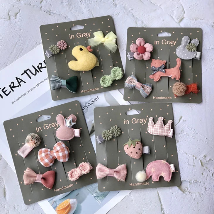 Baby Hair Clips Cartoon Hair Bows Hairpin for Girls Cute Party Hair Accessories Children Princess Barrette Infant Hairclip 5Pcs