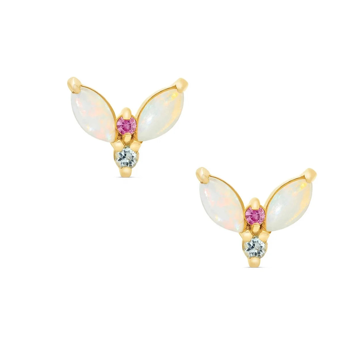 Gemnel 925 Sterling Silver 18k Gold Platedopal unicorn Marquise Opal Piercing Stud Earrings Women