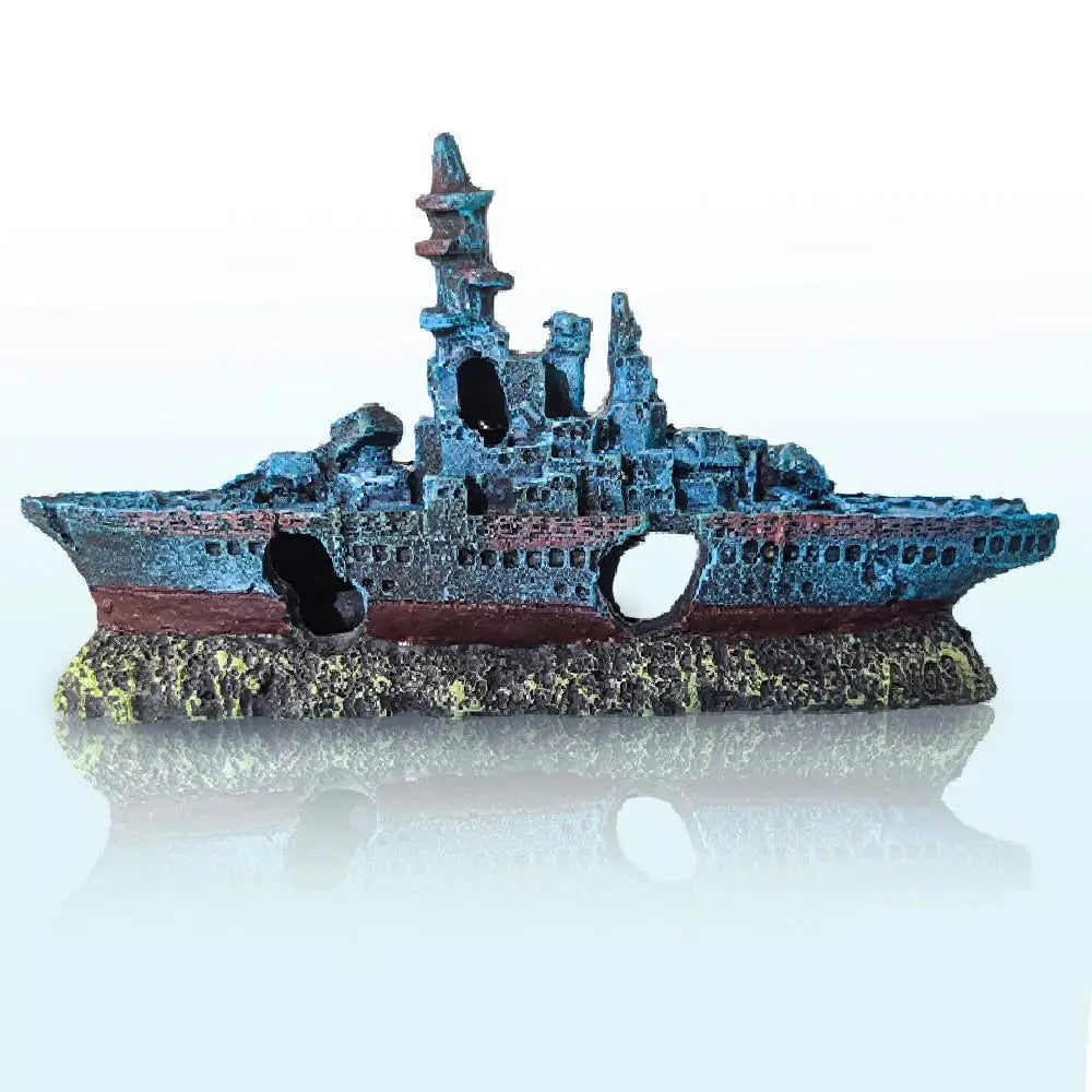 Wholesale Resin Warship Military Ship Model Aquarium Shipwreck Decoration Artificial Fish Tank Landscaping Ornament