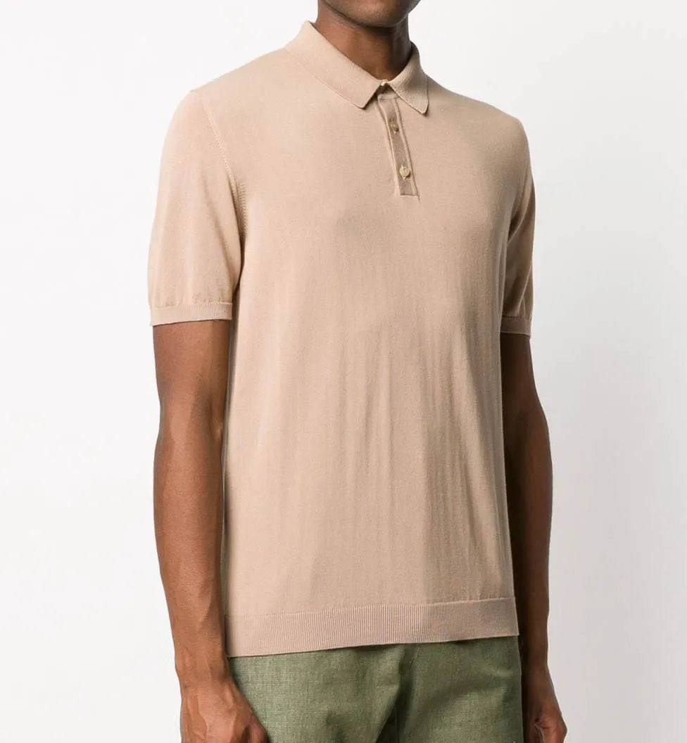 Short Sleeve Polo Neck T-Shirt Knitted Sweater for Men 100% Pure Cotton Knit Pullover Spring Summer