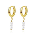 Fashion Dainty  Hoops Ear Jewelry S925 Sterling Silver 18k Gold Plated Pearl Drop Earrings huggies for Women