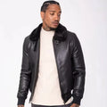 Imperio Shop Unisex Black Faux Leather Casual Winter Jacket with Synthetic Fur Breathable Stylish Outerwear Model 9618 in Negro