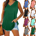 Hot Seller V-Neck T-Shirt Dovetail T-Shirt Sleeveless Plain  Vest Tank Top