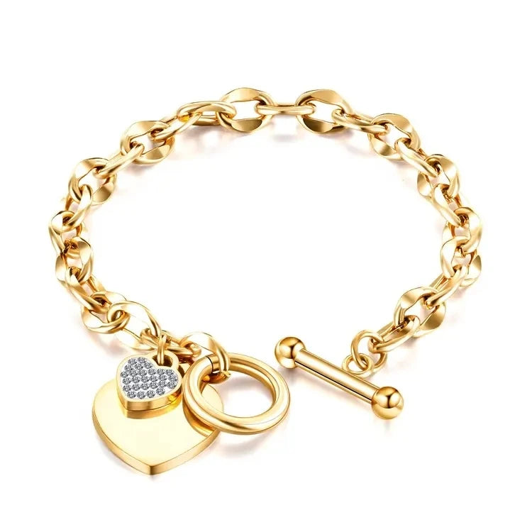 Best Selling Bracelet With Cubic Zirconia Stainless Steel Bracelets 18k Gold Plated Bracelets for Women