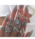 AA00104 11pcs/set New Design Hollow Jewelry Ring Zircon Party Vintage Bohemian Style Stacking Rings Set