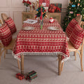 2024 New Winter Christmas Woven Jacquard Red Geometric Pattern Tablecloth with Tassel Edge High-quality for Party and Home Use