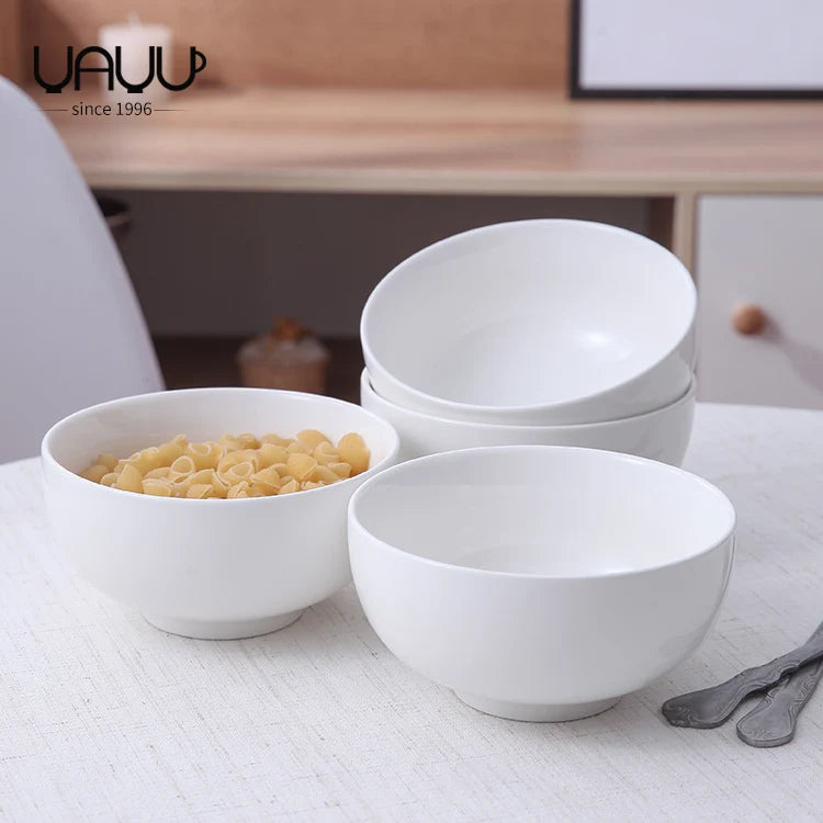 FENN Custom Restaurant 5.5 Inch Plain White Round Porcelain Dinner Rice Soup High White Porcelain Bowl Ceramic Bowls