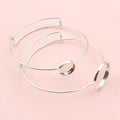 12/20mm Silver Plated Handmade Bangle Base Bracelet Blank Findings Setting Cabochon Cameo Bezel Trays