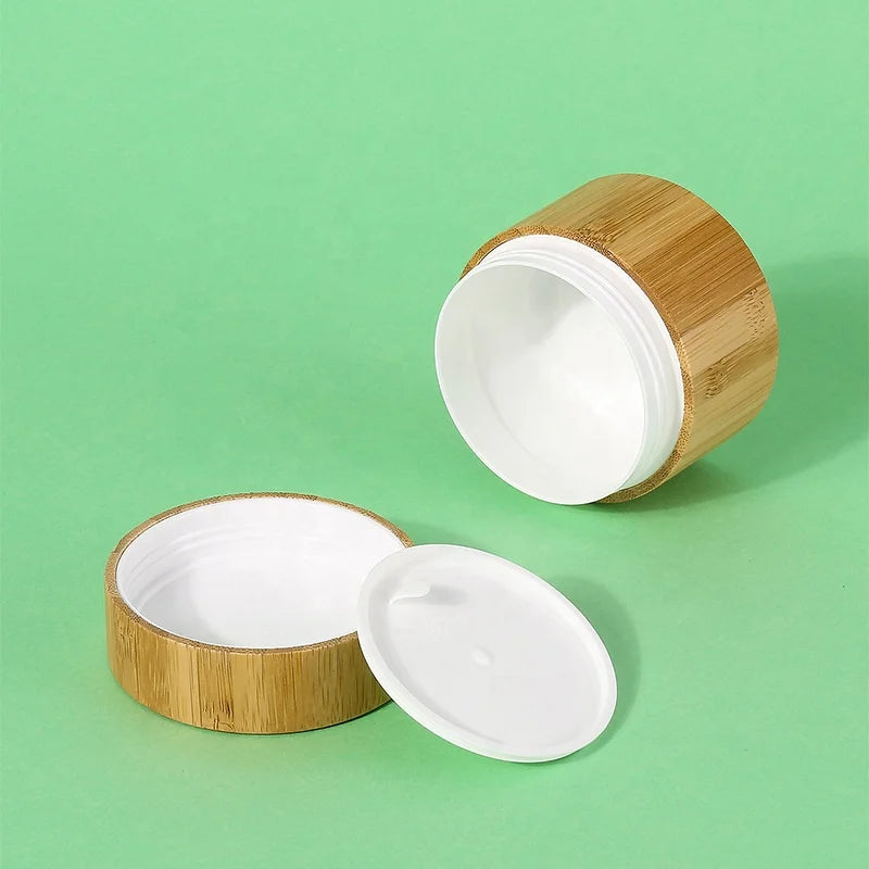 Face Cream Cosmetic Container 2024 New Arrival Retail Empty Round 100g Bamboo Cream Jar Cosmetic Packaging