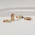 LOZRUNVE 925 Sterling Silver Gold Rainbow Square CZ Huggie Hoop Earring Fashion Jewelry Set Wholesale